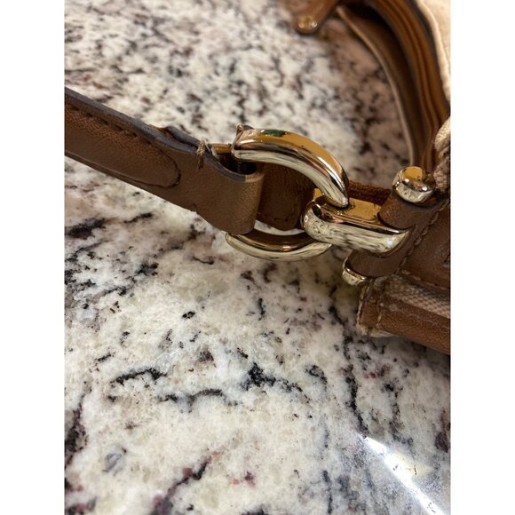 Liz Claiborne Shoulder Bag Beige Brown  Jute Cotton Blend Minimalist Preppy - Picture 7 of 10